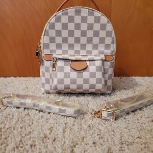 White checkered mini backpack